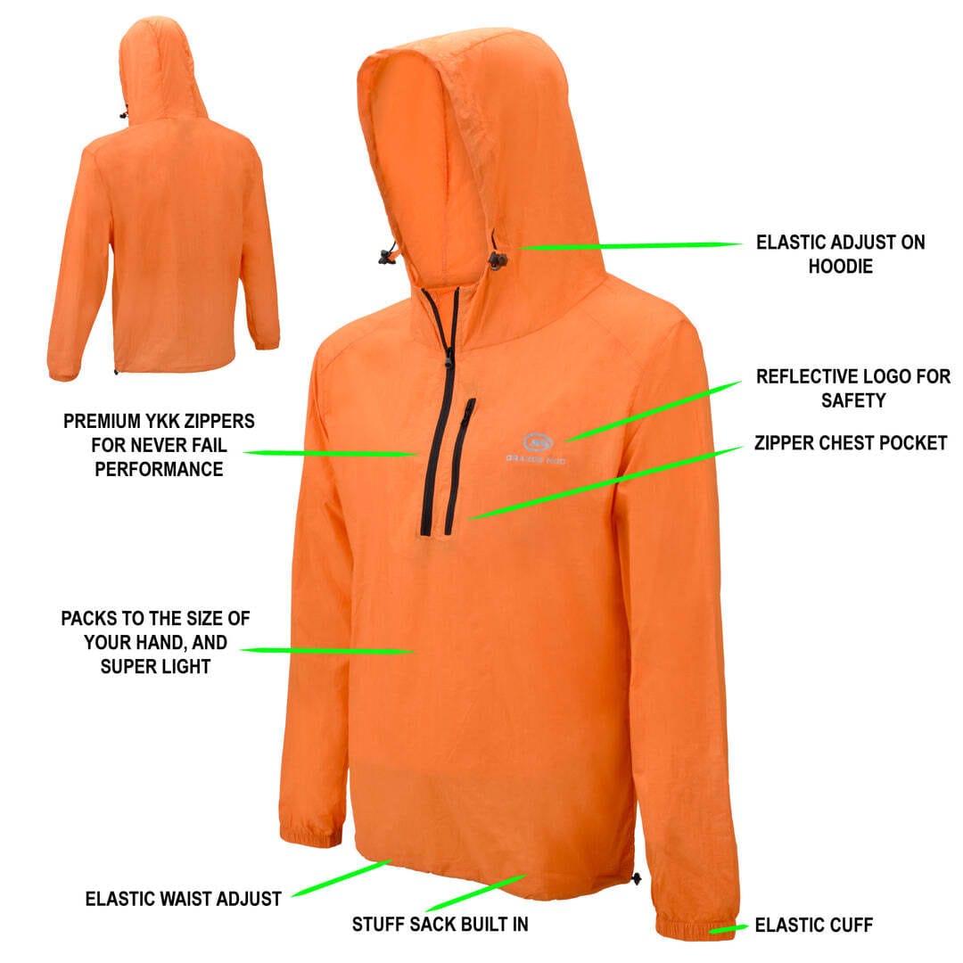 Ultra Light Wind Breaker Orange Mud "Defy" Extra Large