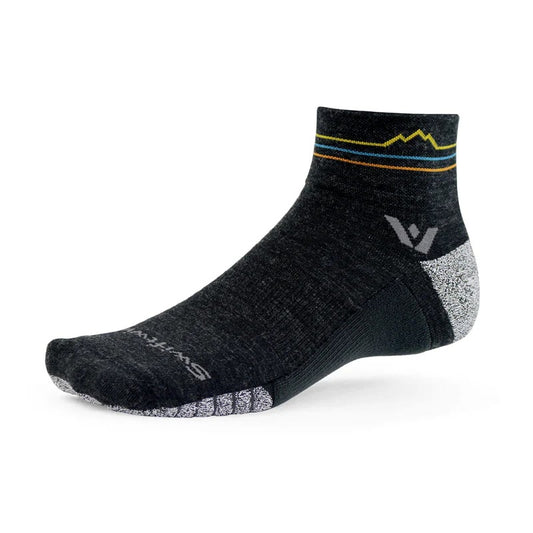 SWIFTWICK Socks FLITE XT TRAIL - TWO / QUARTER CREW - COAL SUNSET MOUNTAIN- Extra Large