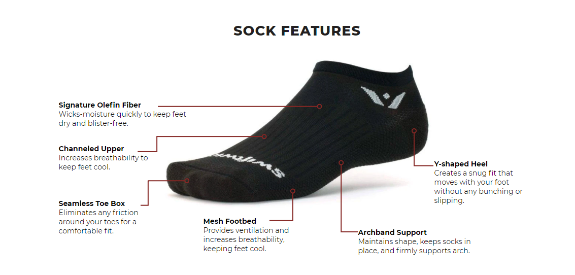 SWIFTWICK Socks ASPIRE - ONE / ANKLE - BLACK - Extra Large